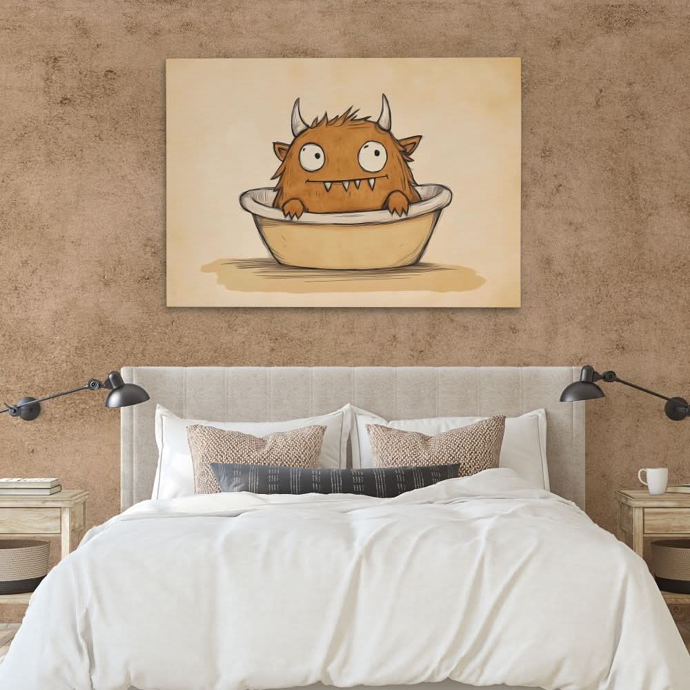 Bath Time Beastie - Animals Wall Art in Black Frame