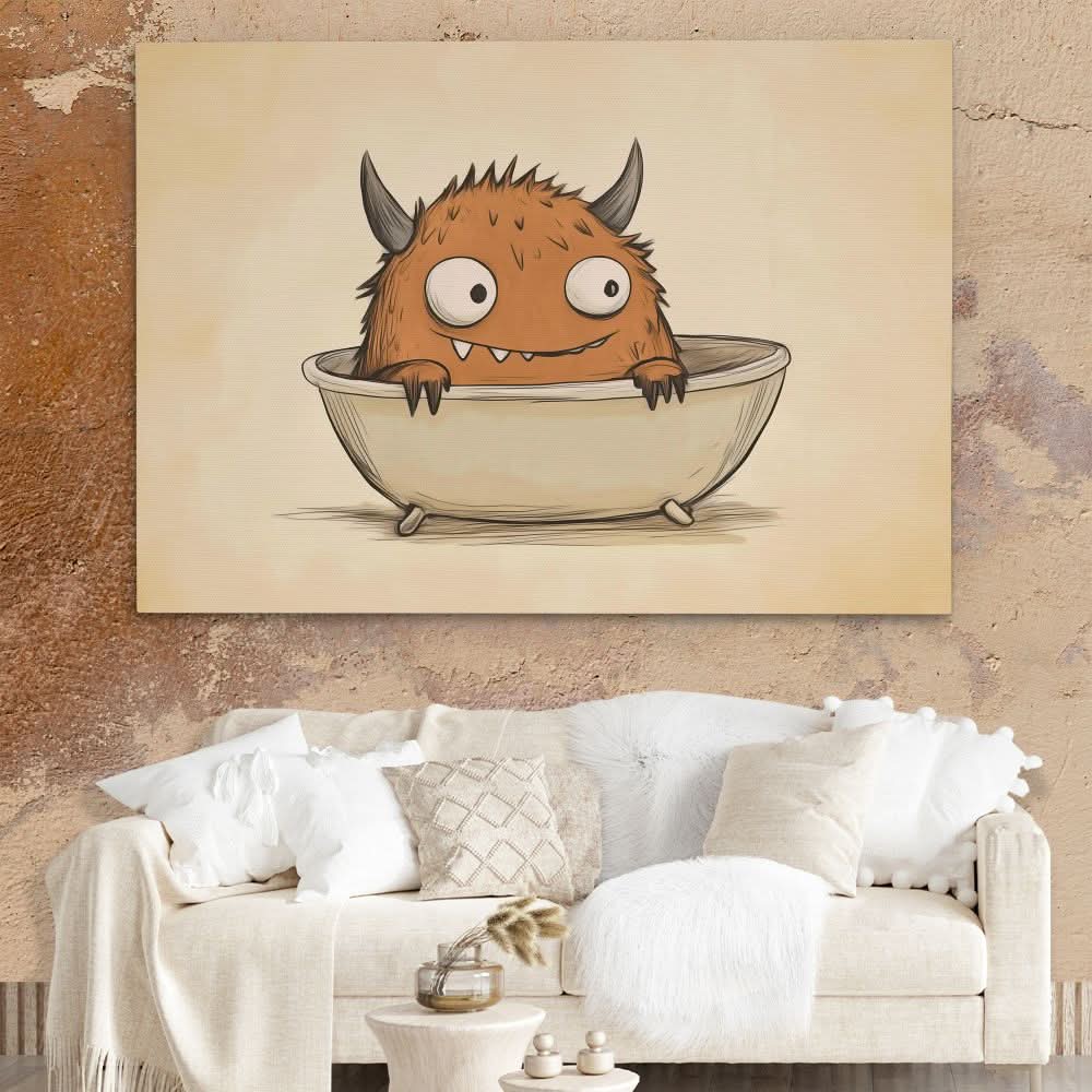 Bathtub Monster - Beige Canvas Print
