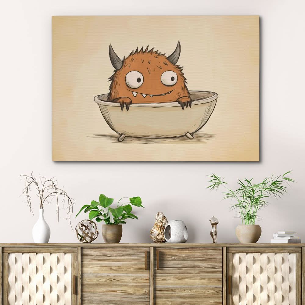 Bathtub Monster - Large Canvas Print