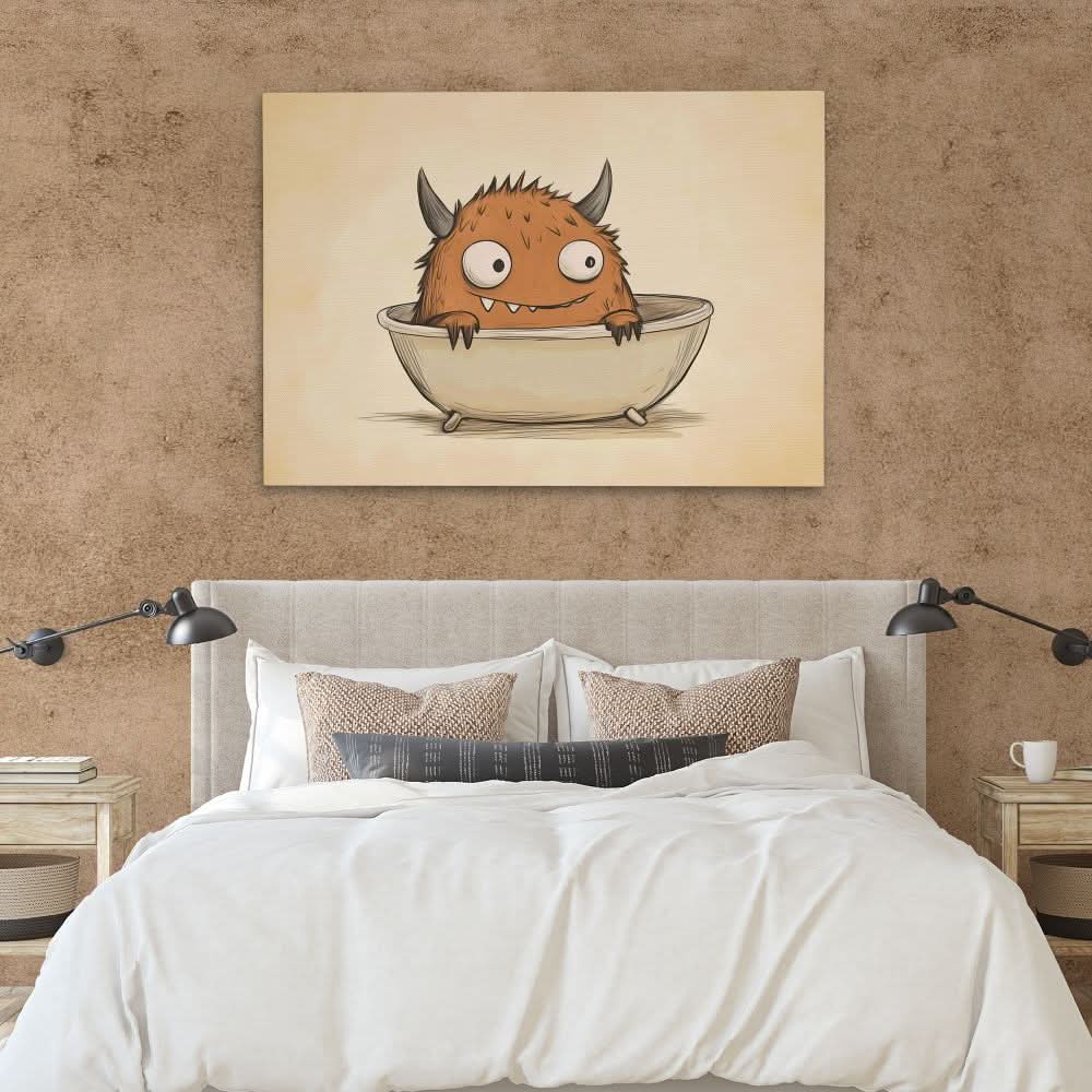 Bathtub Monster - Animals Wall Art in Black Frame