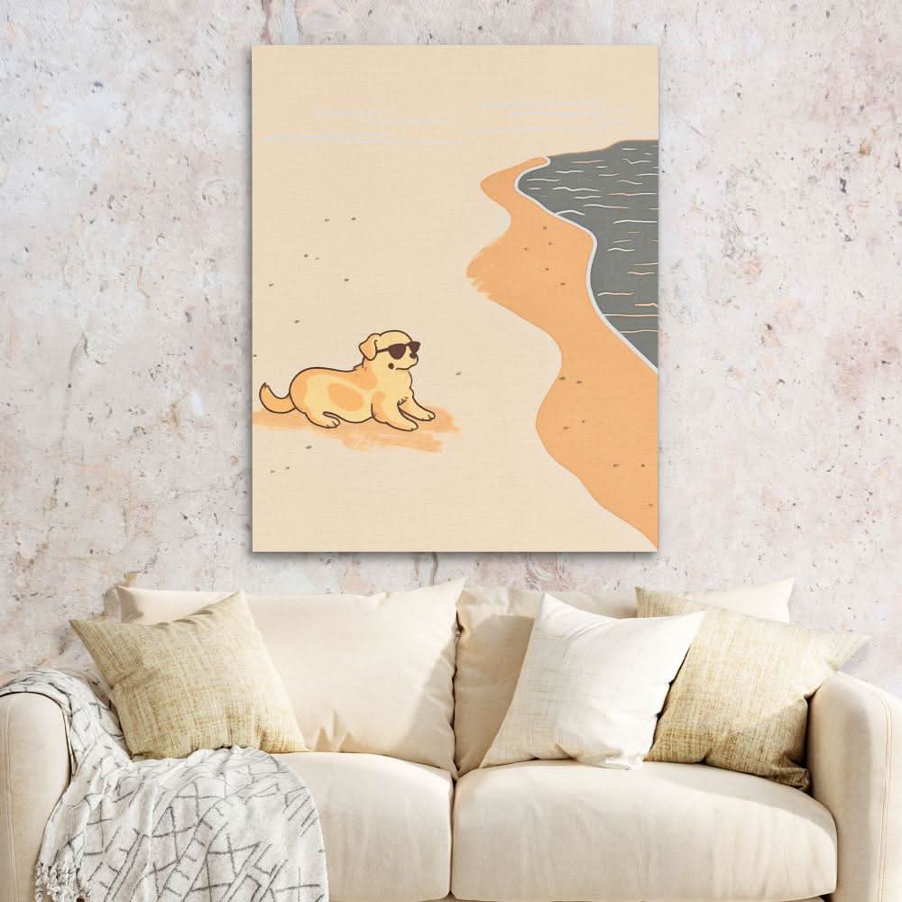 Beach Day - Simple Brown Canvas Wall Art