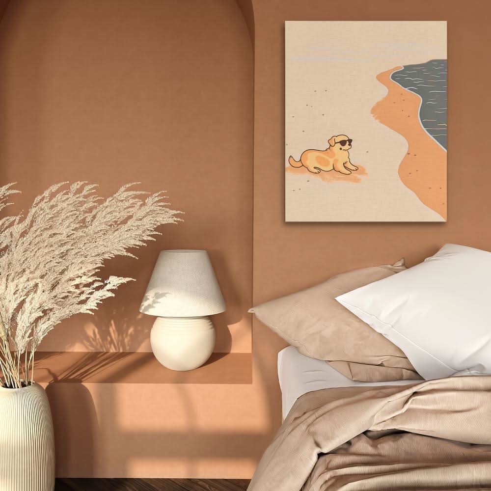 Beach Day - Simple Wall Art in Black Frame