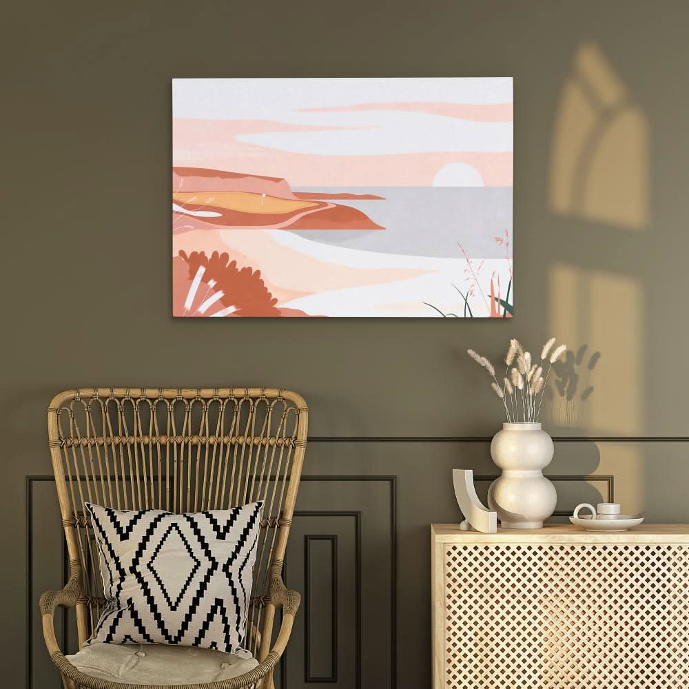 Beach Golf Course - Brown Cream Canvas Print