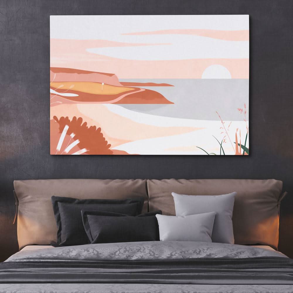 Beach Golf Course - Brown Canvas Wall Art