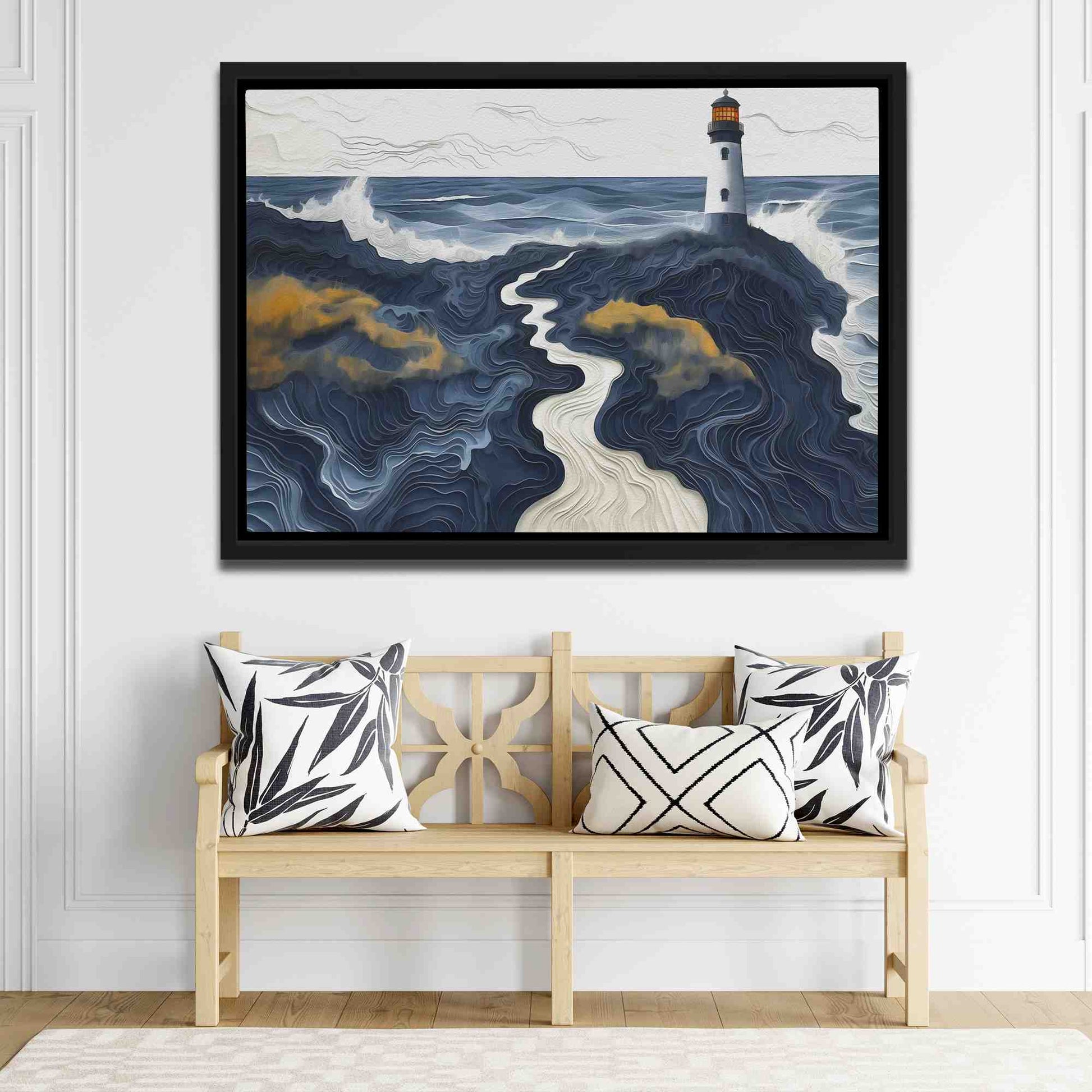 Beach Lighthouse - Large Abstract Canvas Print