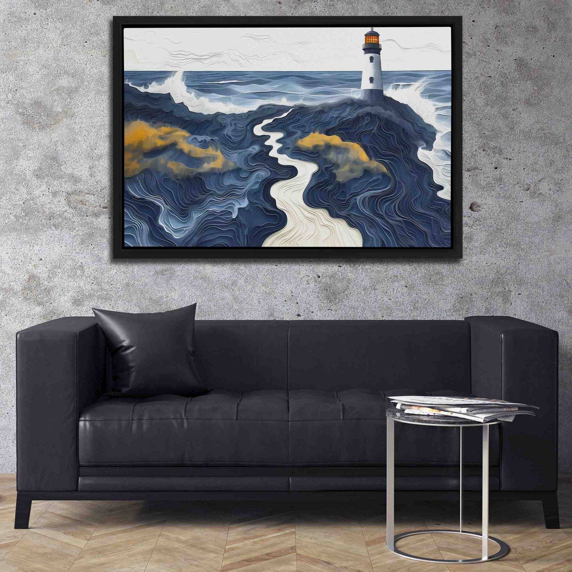 Beach Lighthouse - Blue Wall Art