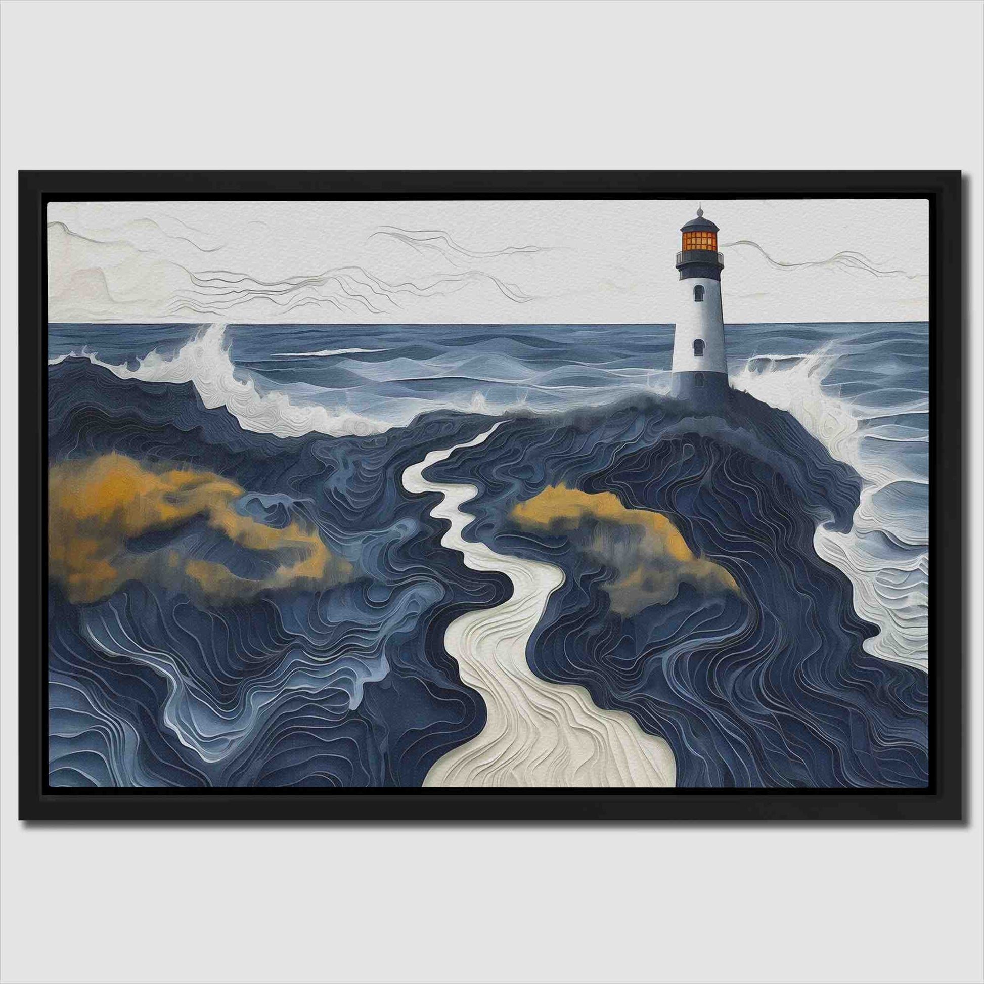 Beach Lighthouse - Blue Coastal Canvas Print