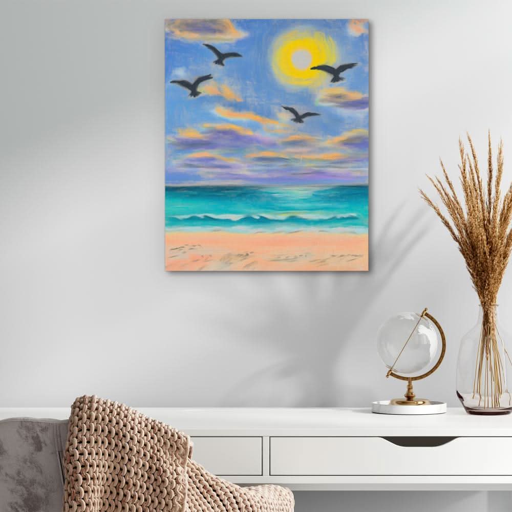 Beach Pastels - Minimalist Wall Art in Black Frame