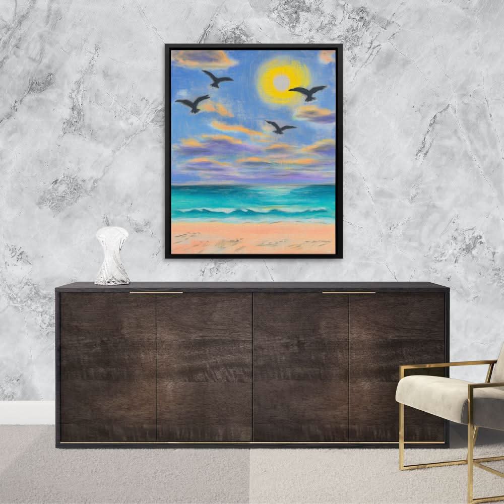 Beach Pastels - Coastal Wall Art in Black Frame