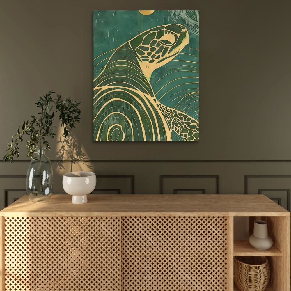 Beach Turtle - Wall Art in Black Frame
