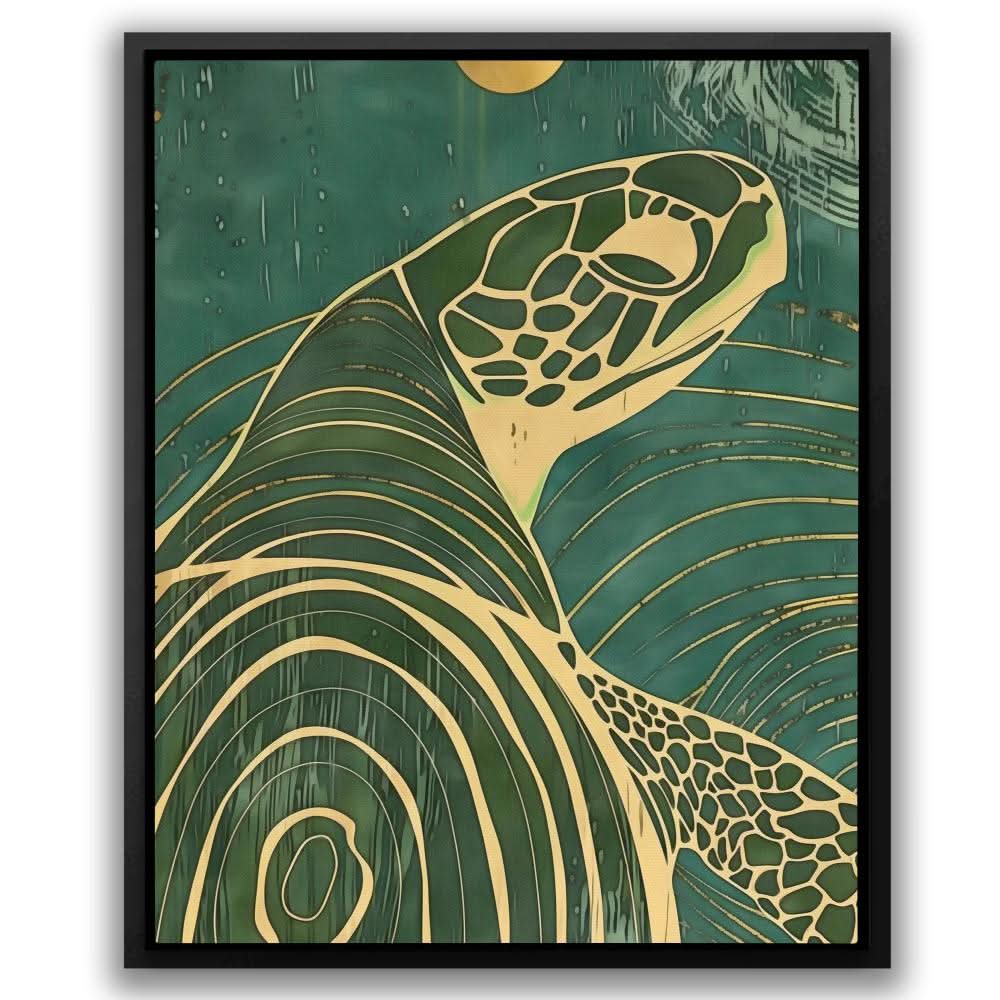 Beach Turtle - Gold Marine Canvas Print