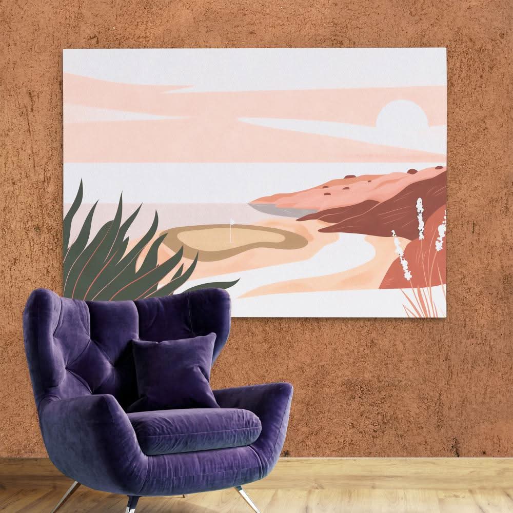 Beachside Greens - Brown Doodle Canvas Print