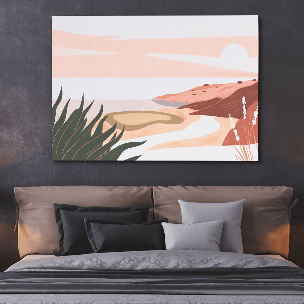 Beachside Greens - Doodle Wall Art in Black Frame