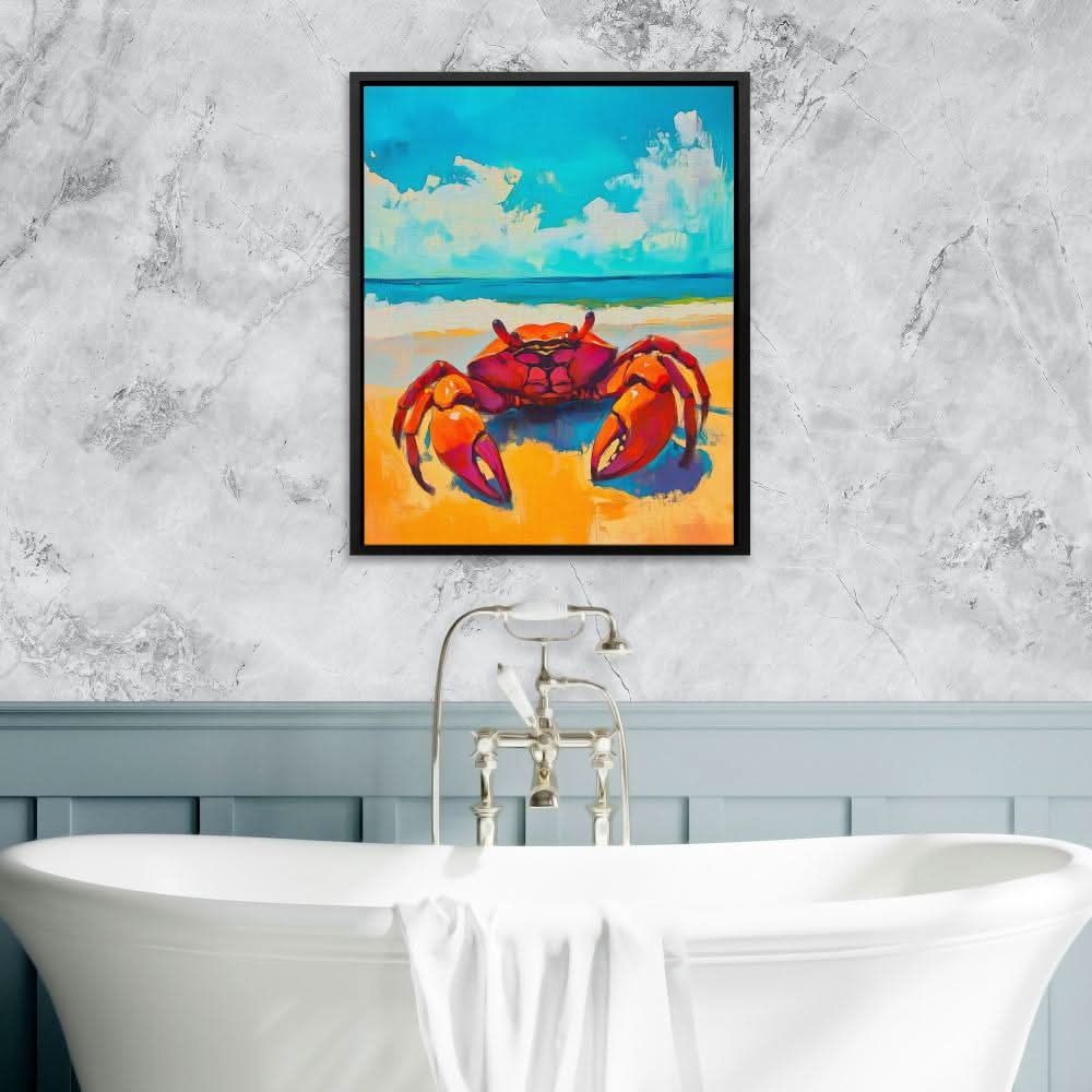 Beachside Red Crab - Wall Art in Black Frame