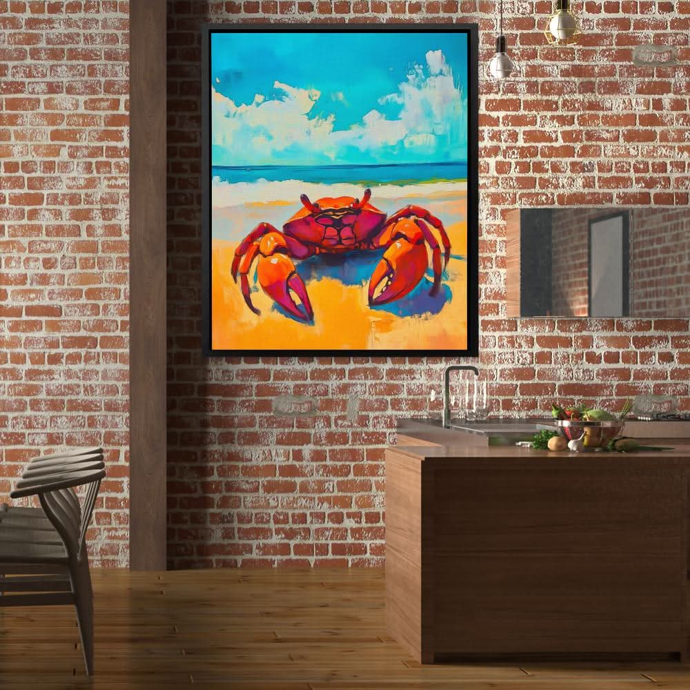 Beachside Red Crab - Animals Art for Bathroom