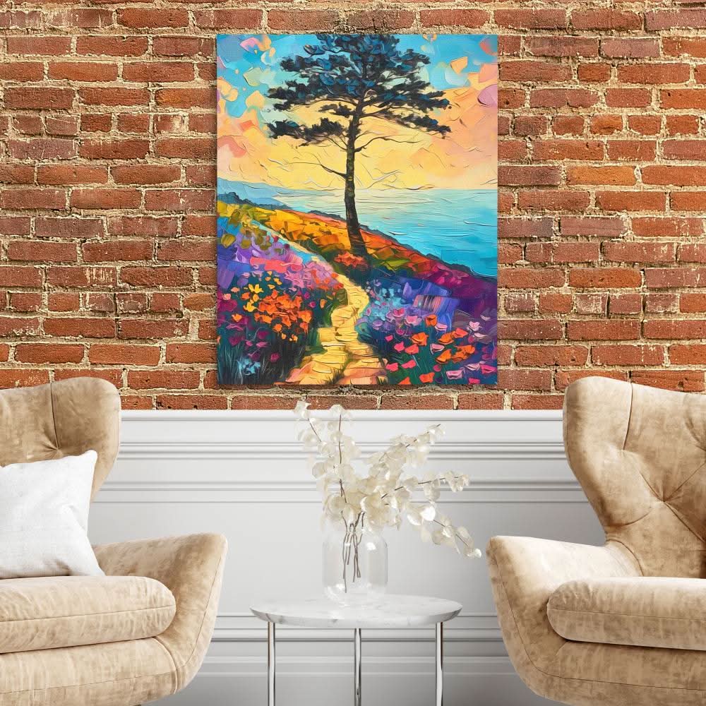 Beachside Tree - Colorful Floral Canvas Print