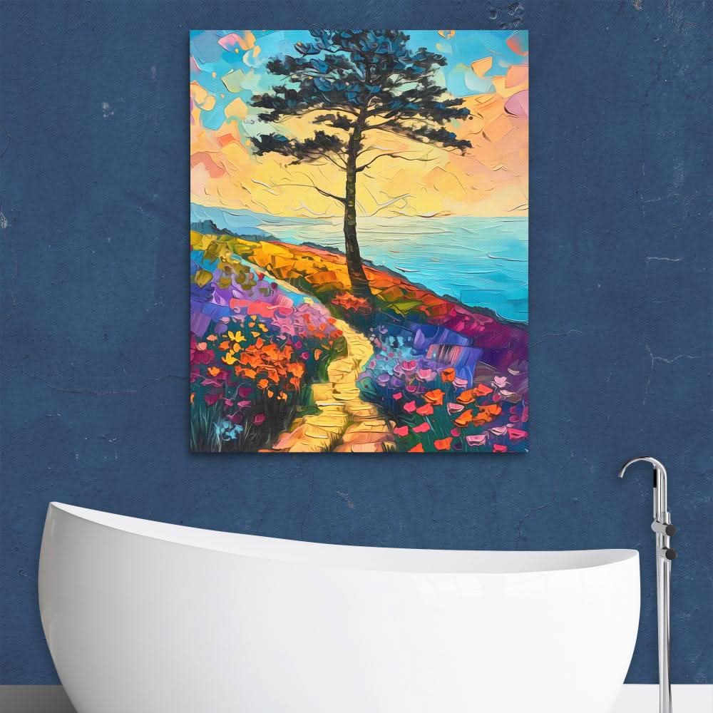 Beachside Tree - Colorful Canvas Wall Art