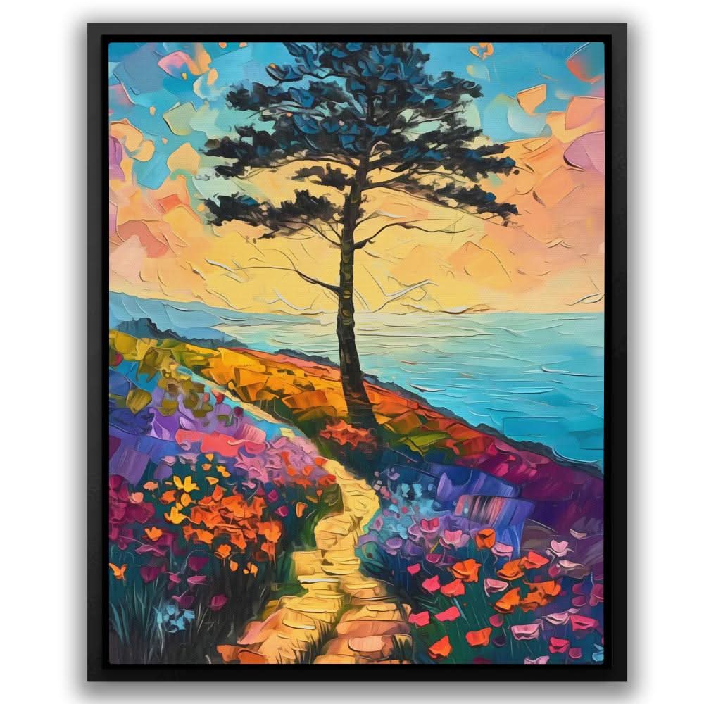 Beachside Tree - Wall Art in Black Frame