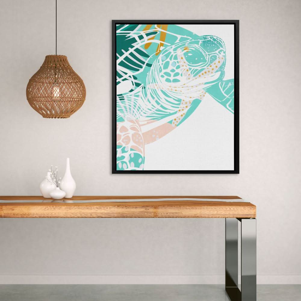 Beachside Turtle Print - Large Minimalist Canvas Print