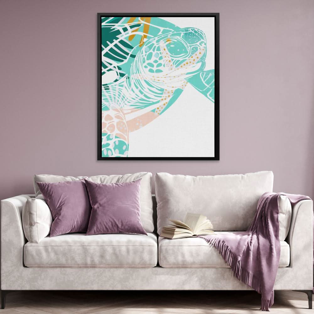 Beachside Turtle Print - Green Wall Art for Bedroom