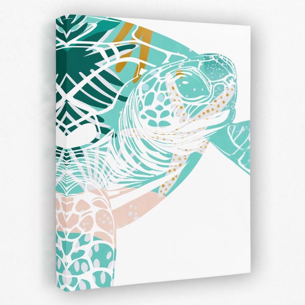 Beachside Turtle Print - Beach Canvas Wall Art