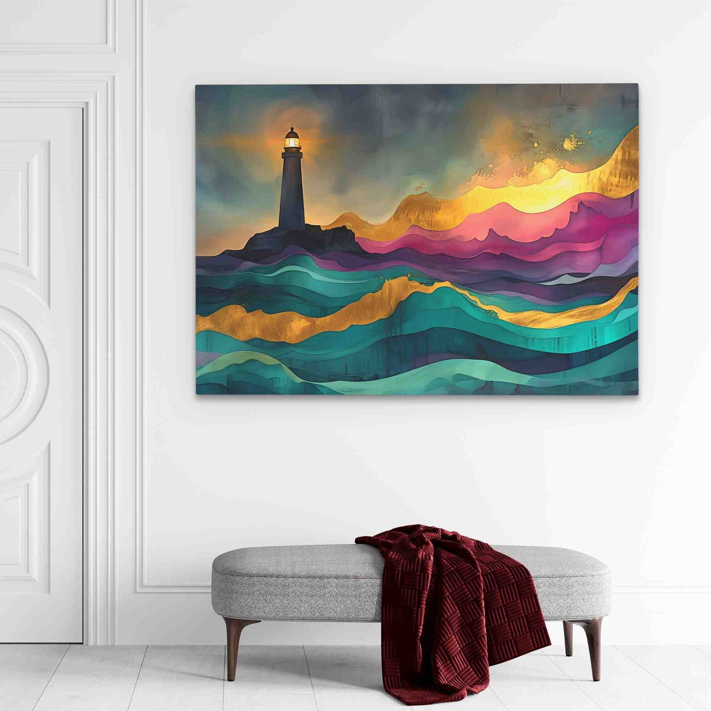 Beacon of Hope - Abstract Gold Canvas Wall Art