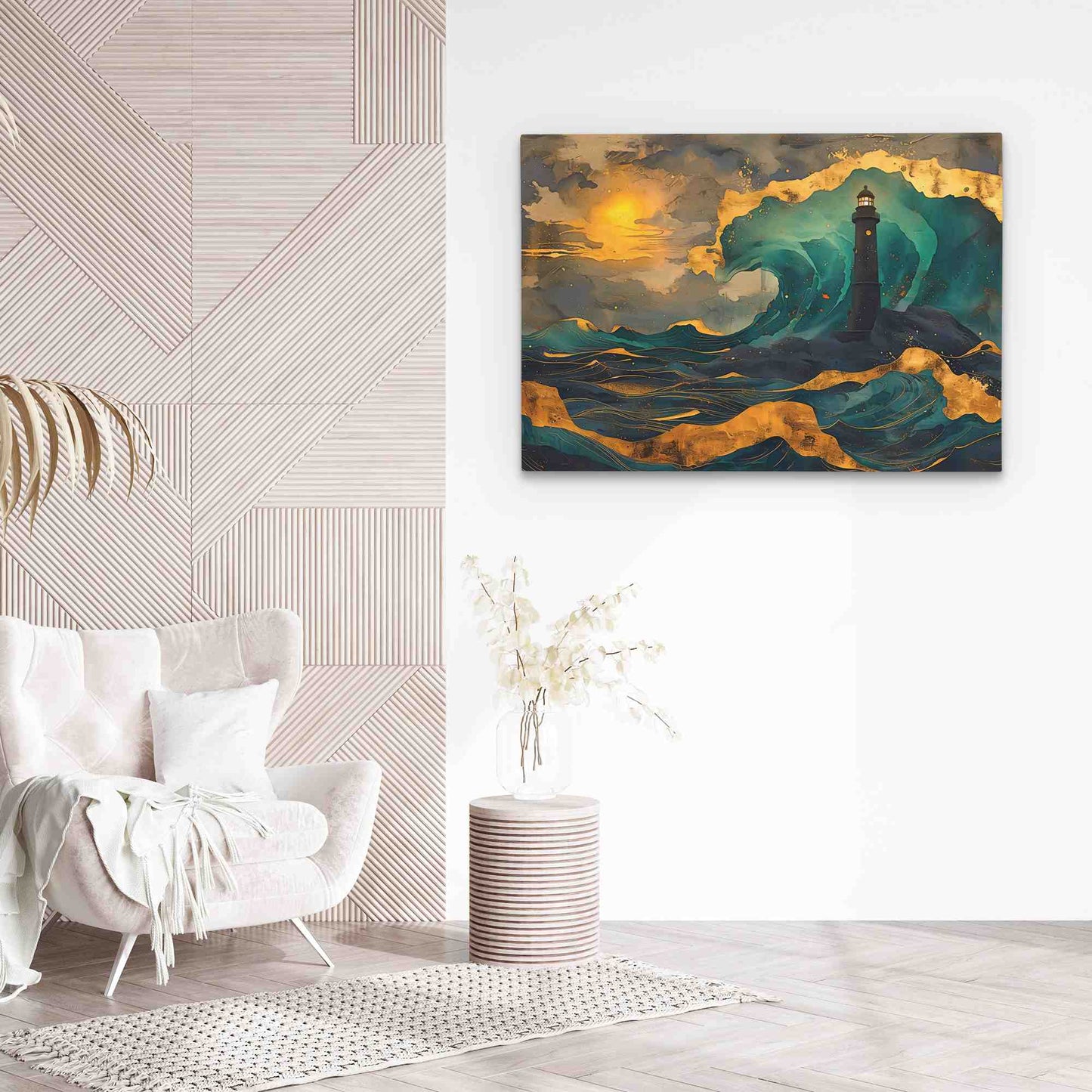 Beacon's Reach - Emerald Wall Art in Black Frame