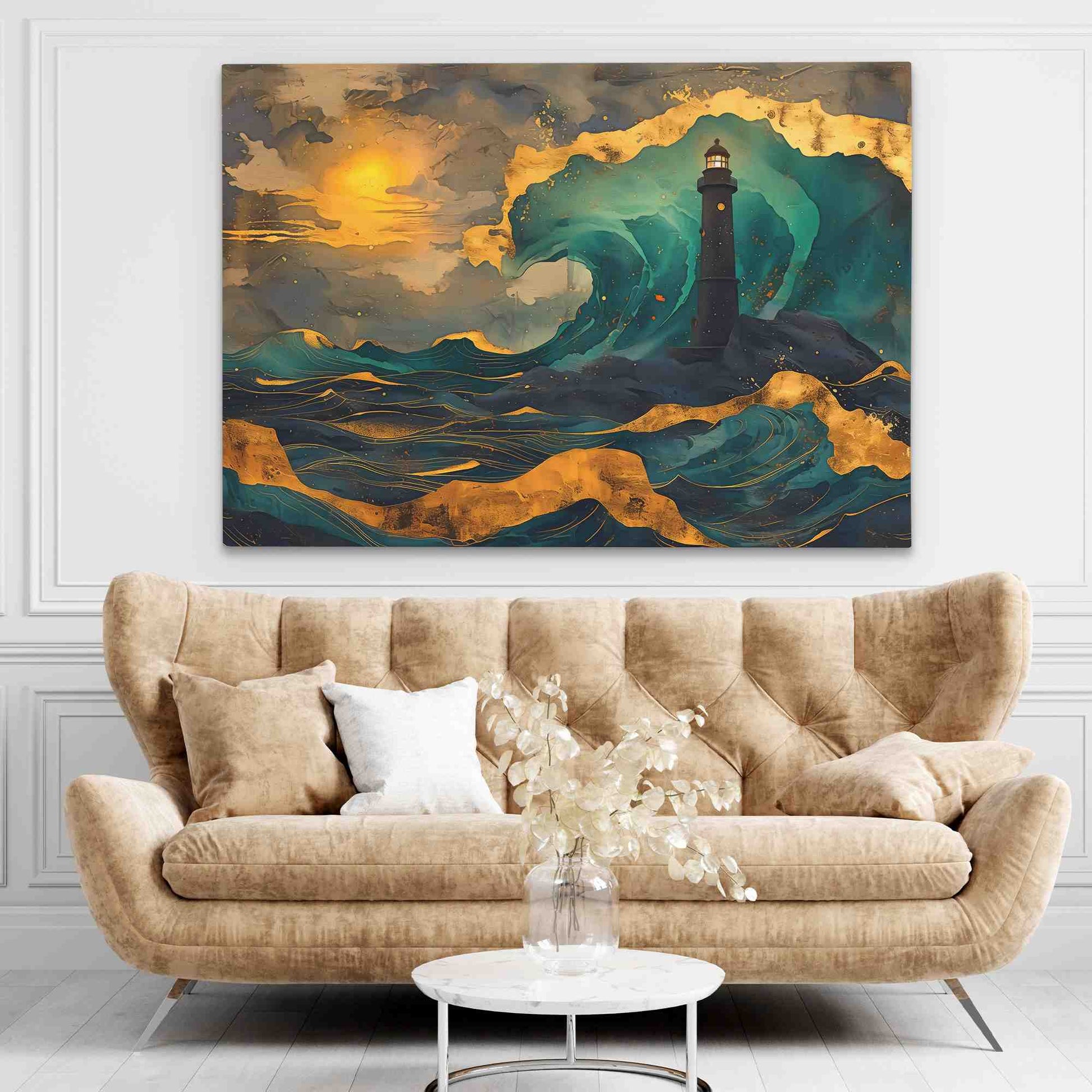 Beacon's Reach - Abstract Gold Canvas Wall Art