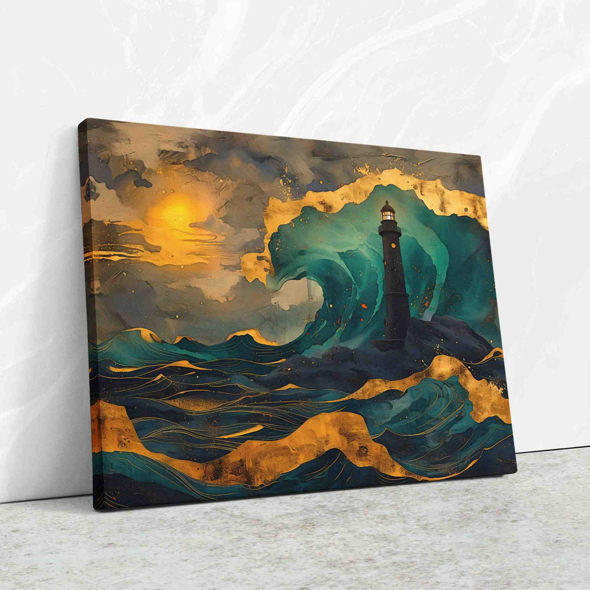 Beacon's Reach - Gold Emerald Canvas Print