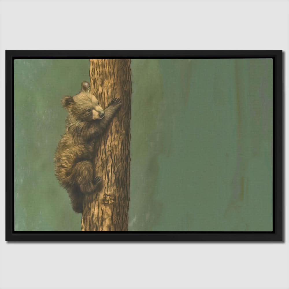 Bear Cub Climbing - Large Canvas Print
