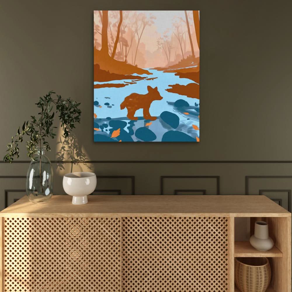 Bear Cub Exploring - Brown Wall Art for Nursery