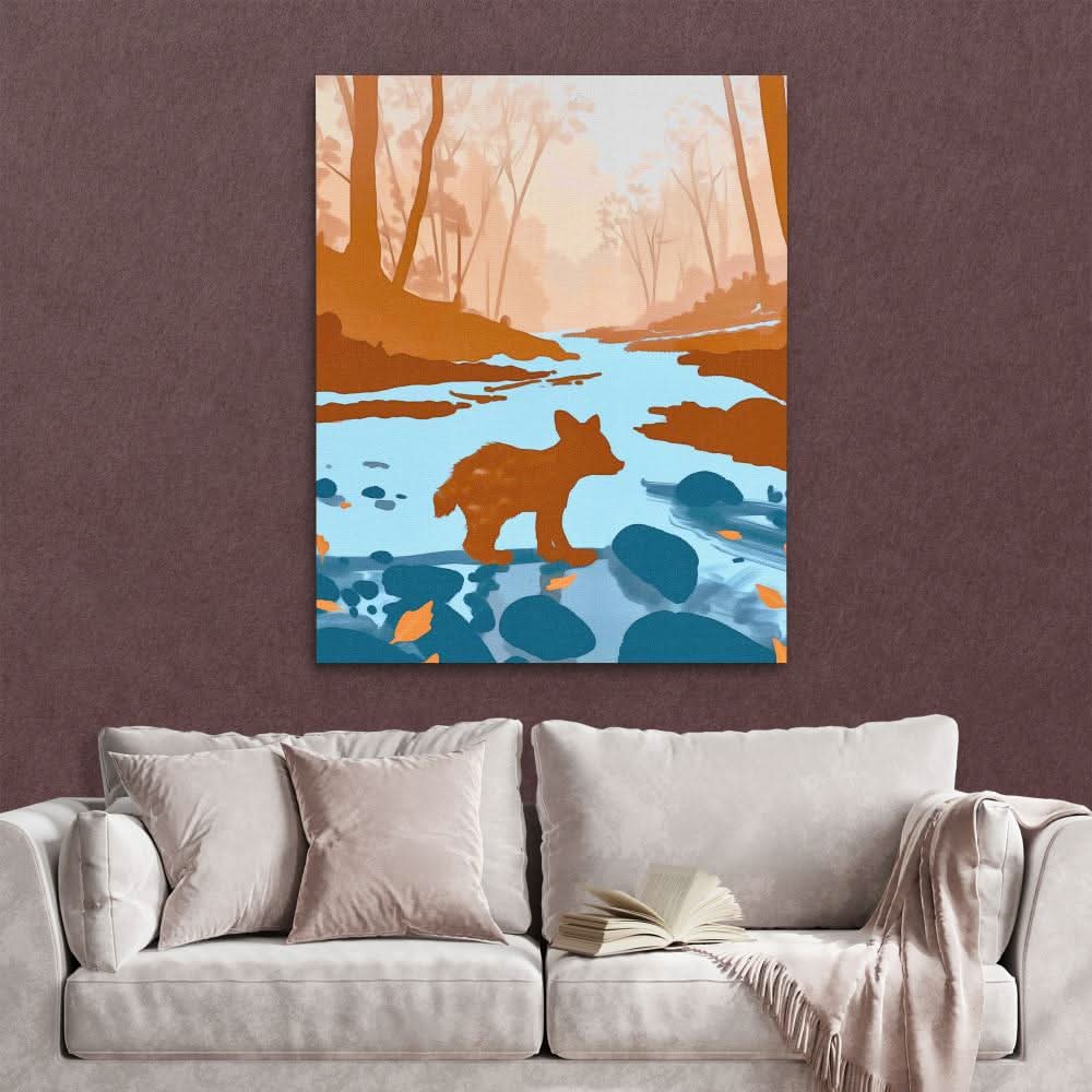 Bear Cub Exploring - Brown Baby Animal Canvas Print