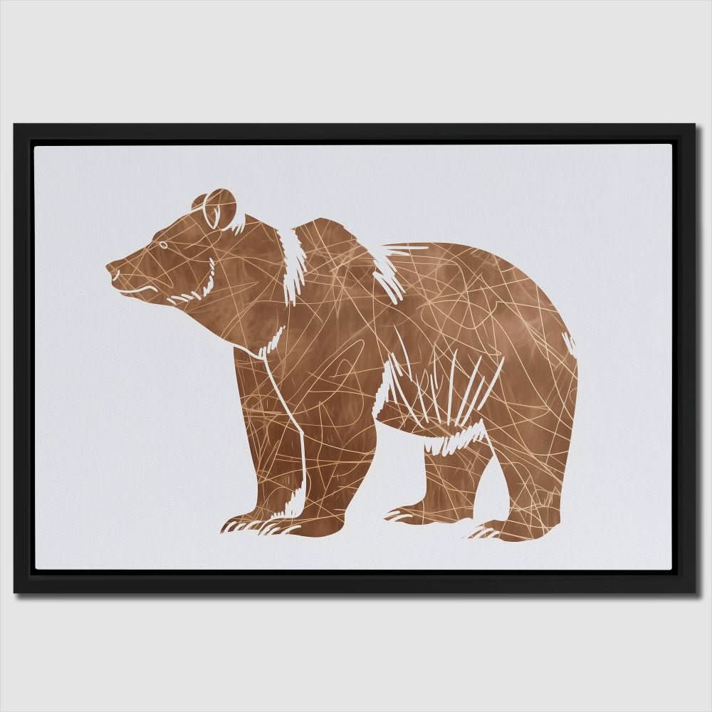 Bear Doodle - Minimalist Neutral Canvas Wall Art