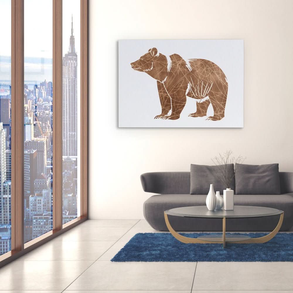 Bear Doodle - Abstract Wall Art in Black Frame
