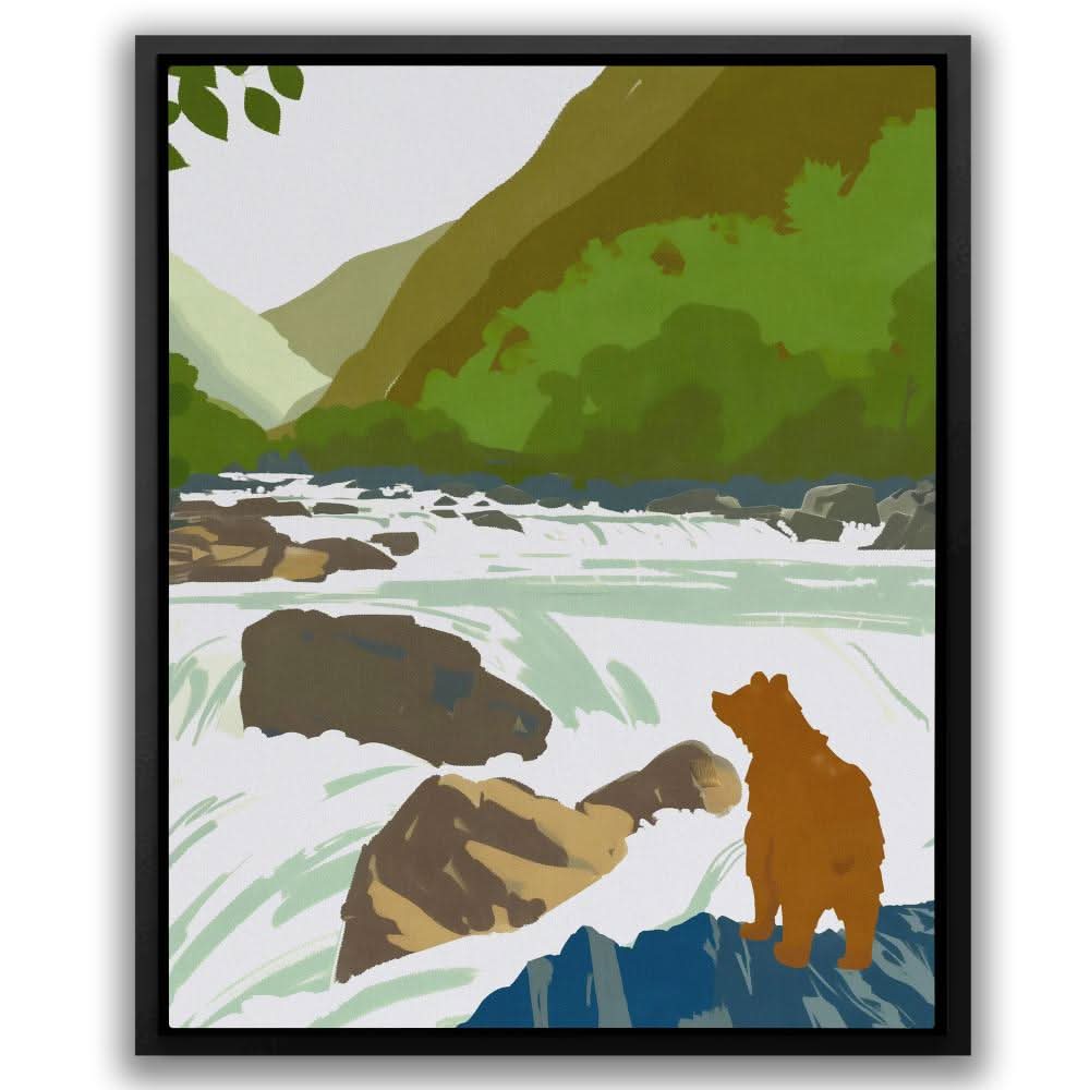 Bear Fishing - Earth Tones Wall Art for Bedroom
