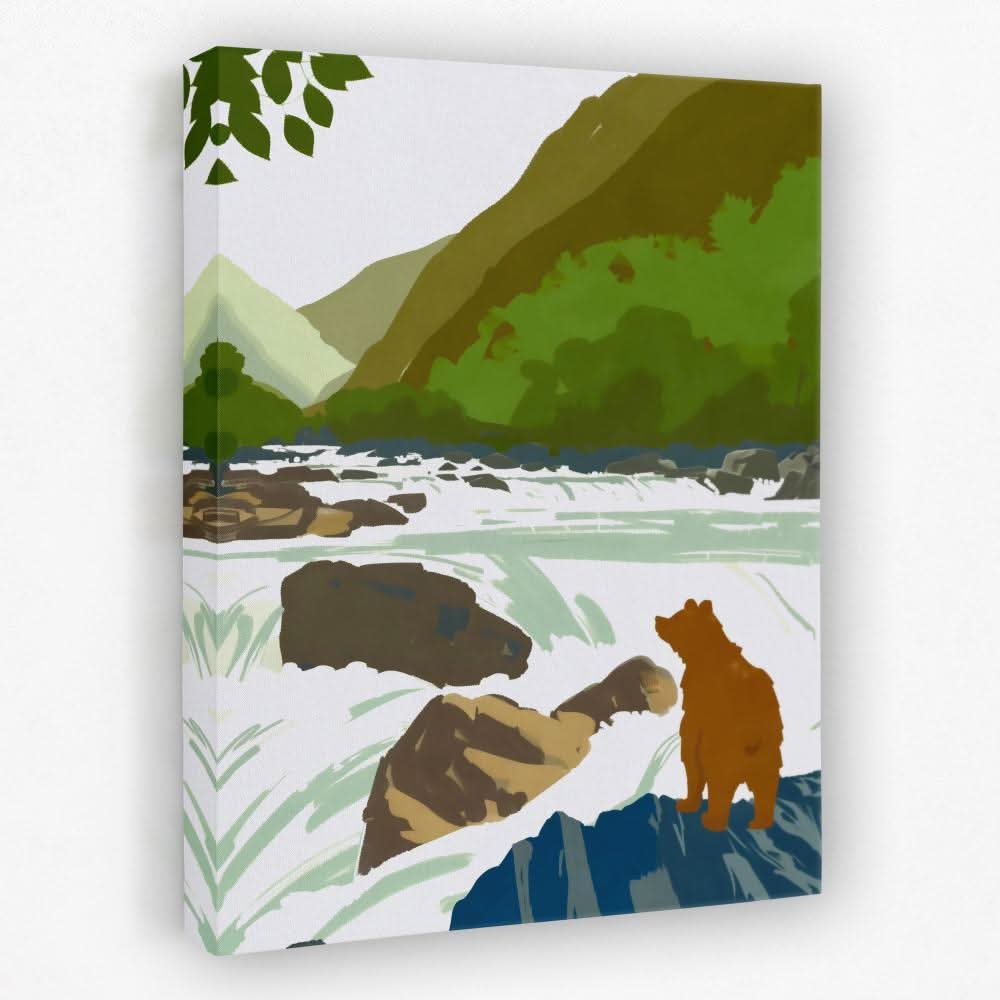 Bear Fishing - Bear Canvas Wall Art
