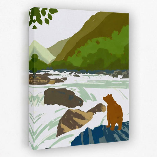 Bear Fishing - Bear Canvas Wall Art