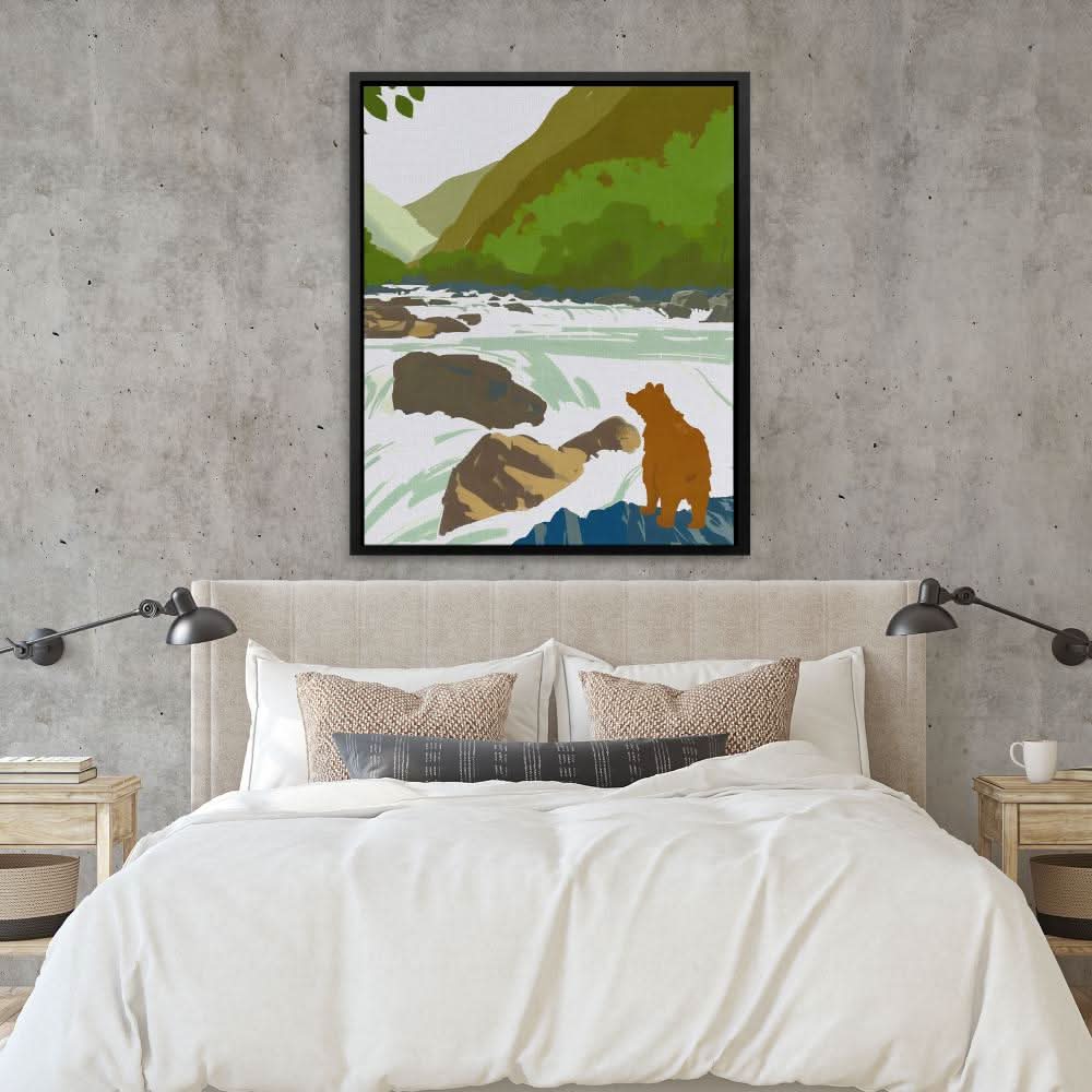 Bear Fishing - Bear Art for Bedroom