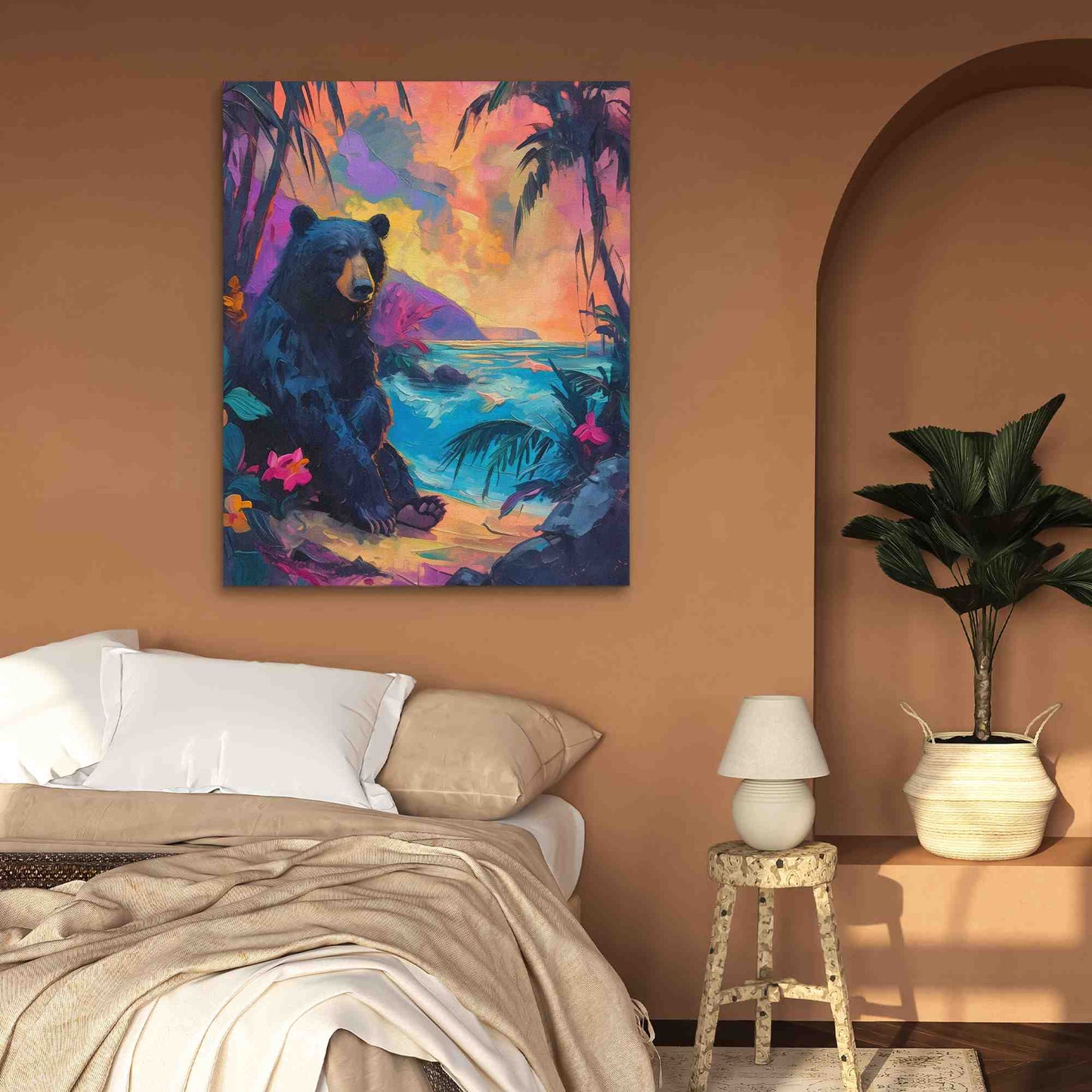Bear in Paradise - Blue Bear Canvas Print