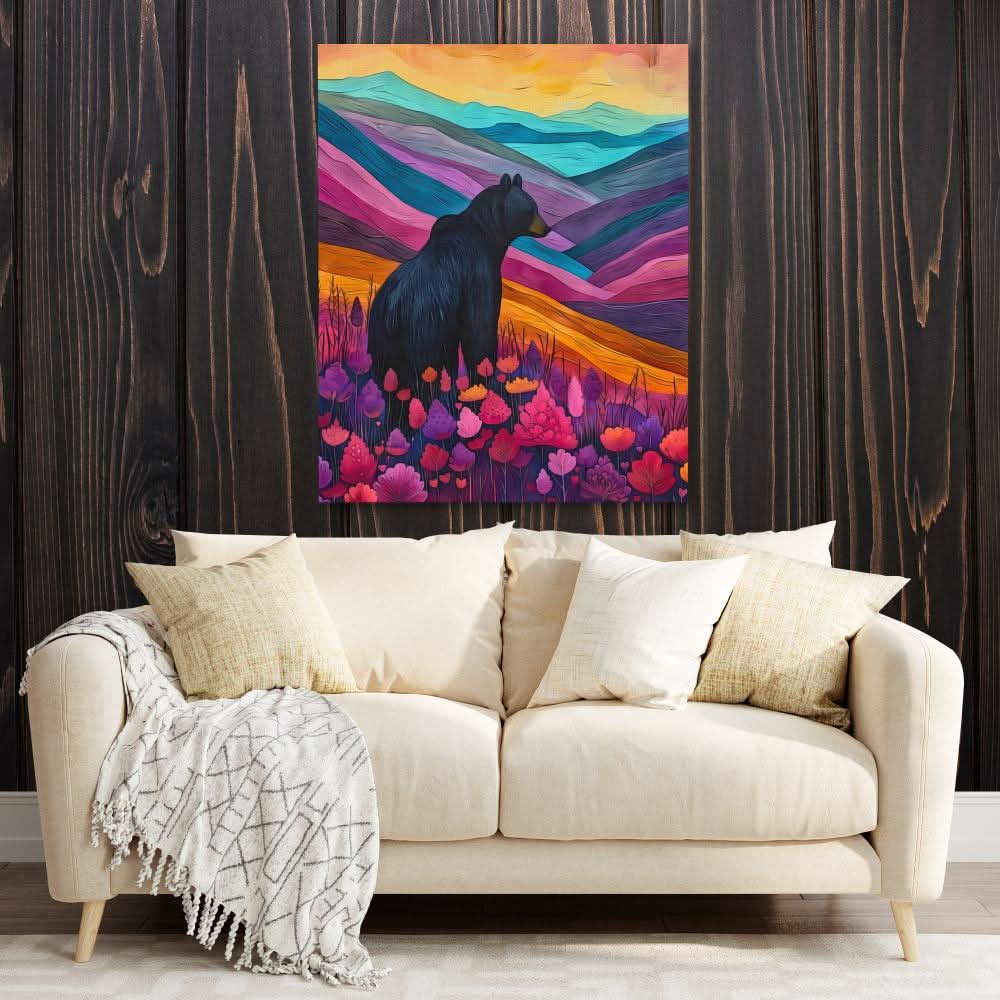 Bear Mountains - Bear Wall Art in Black Frame