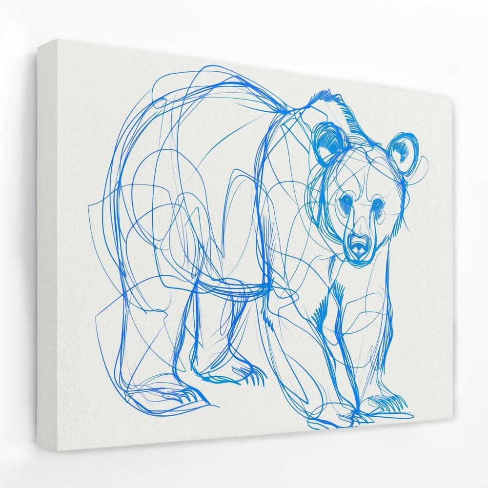 Bear Scribbles - Animals Canvas Wall Art
