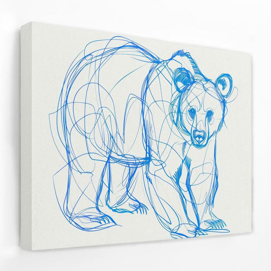 Bear Scribbles - Animals Canvas Wall Art