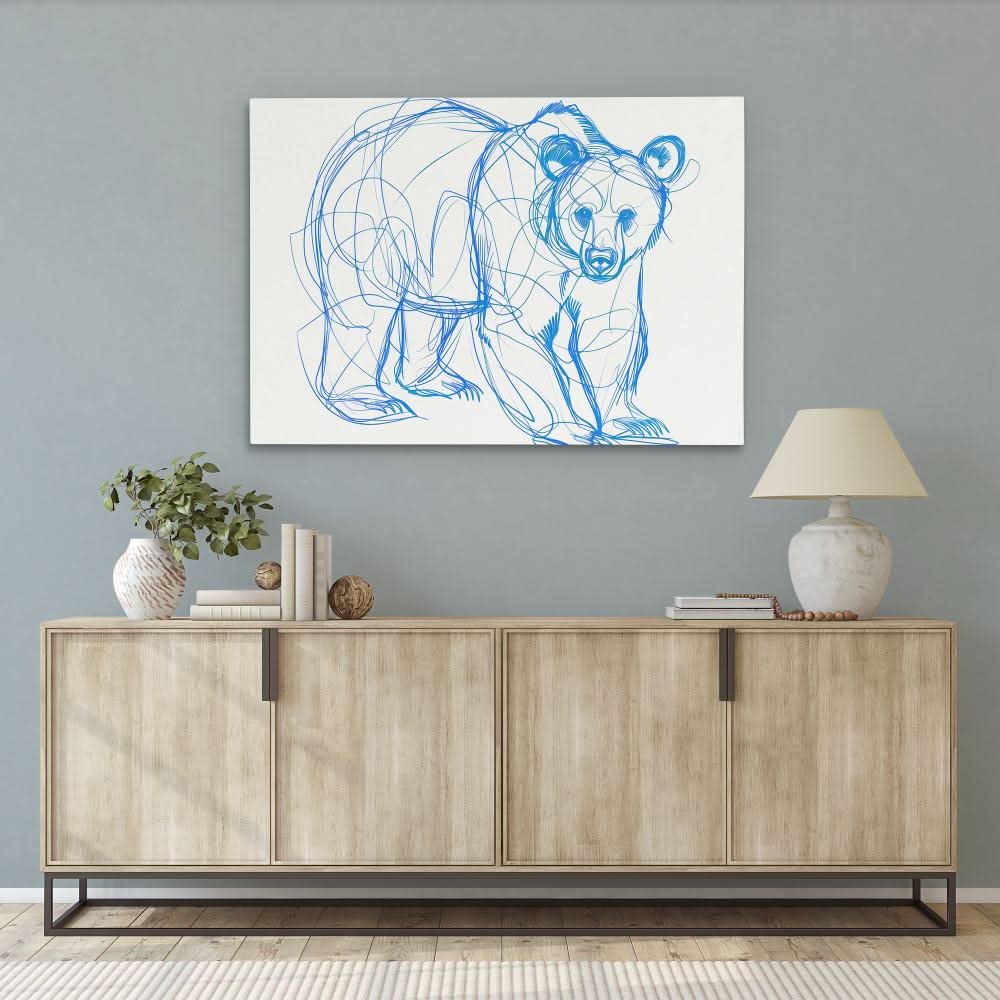Bear Scribbles - Bear Wall Art in Black Frame