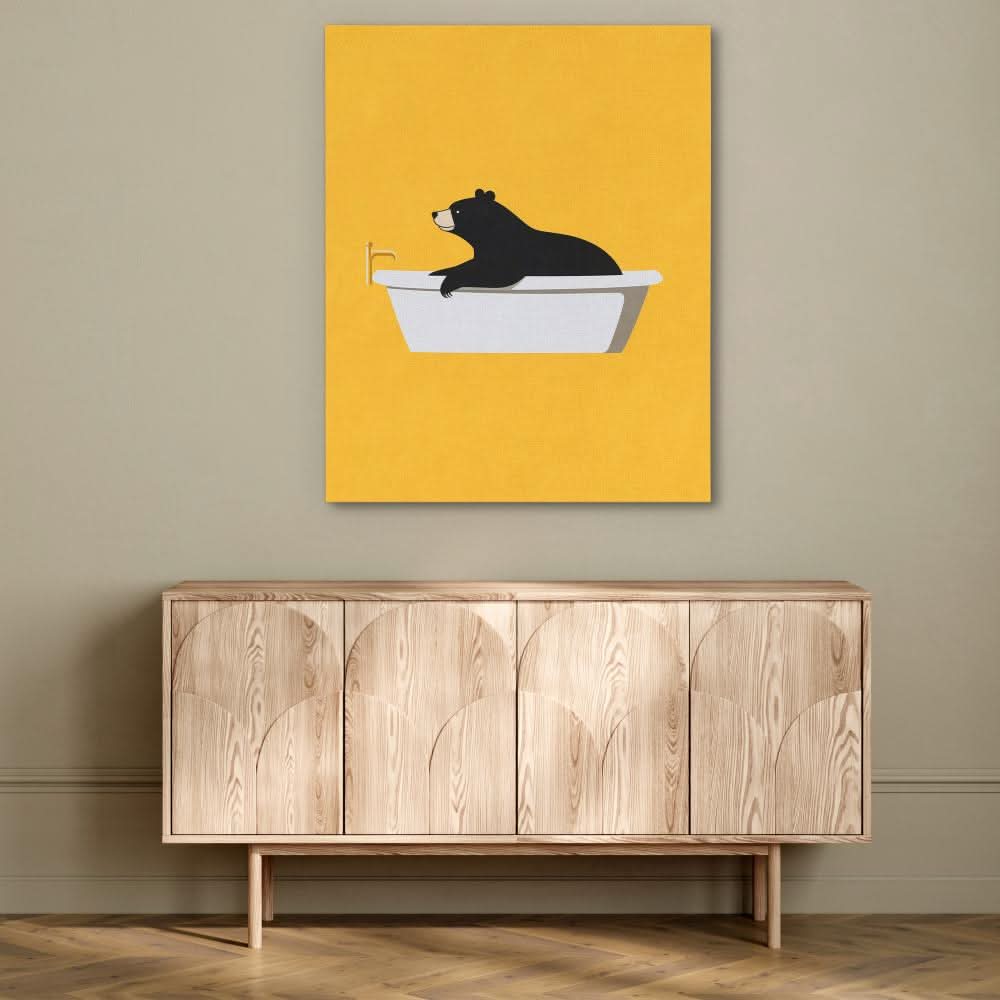 Bear Tub Surprise - Animals Art for Bathroom