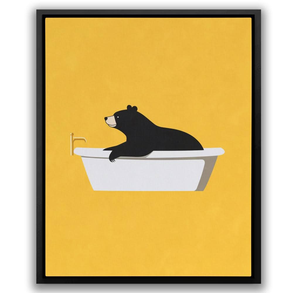 Bear Tub Surprise - Yellow Bathtub Canvas Print