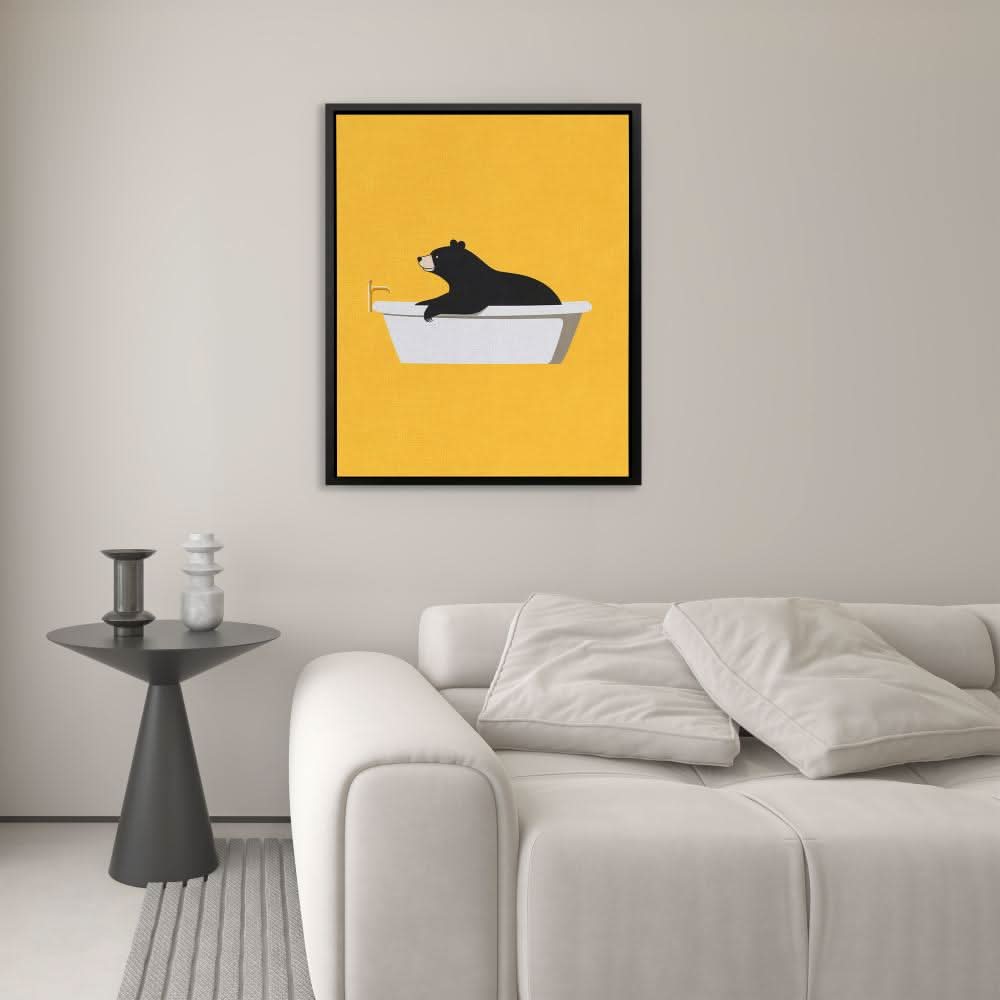 Bear Tub Surprise - Large Minimalist Canvas Print