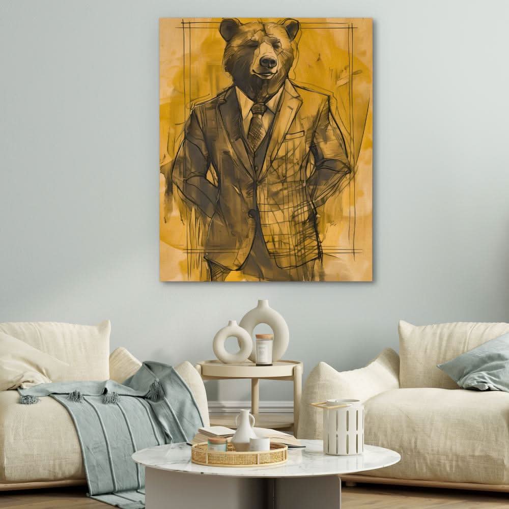 Bearish Broker - Black Canvas Wall Art