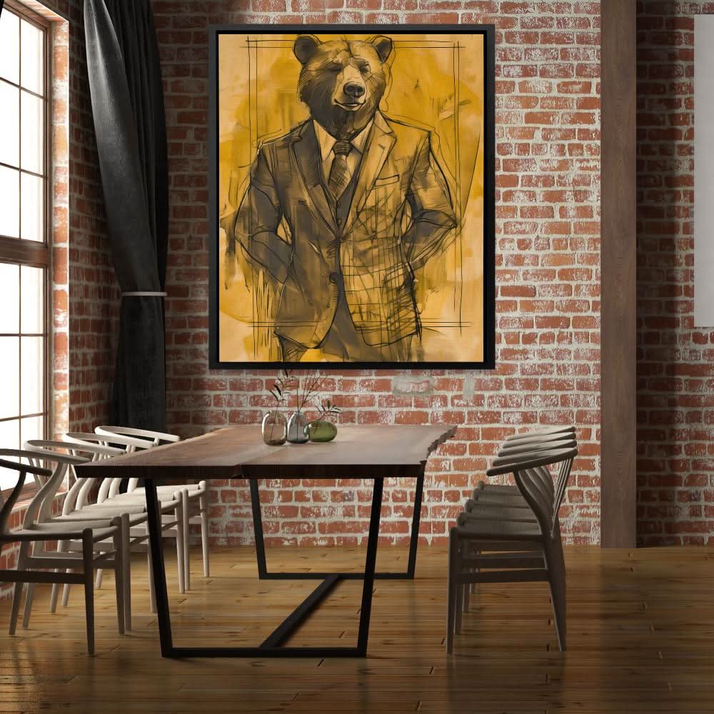 Bearish Broker - Black Bear Canvas Print