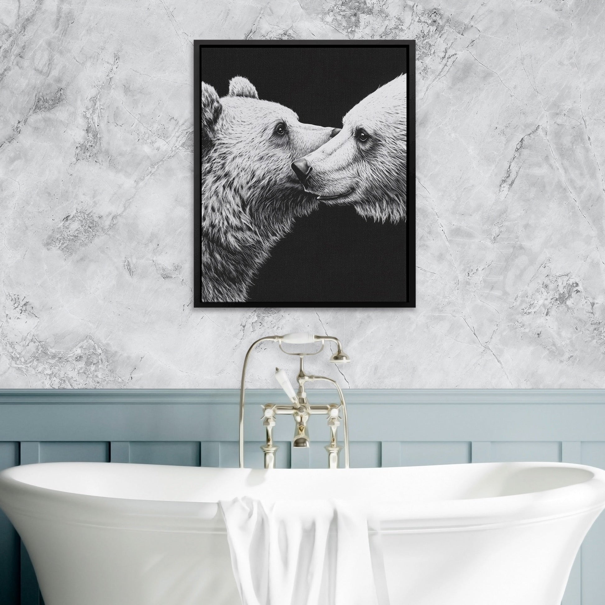 Bears Monochrome Embrace
