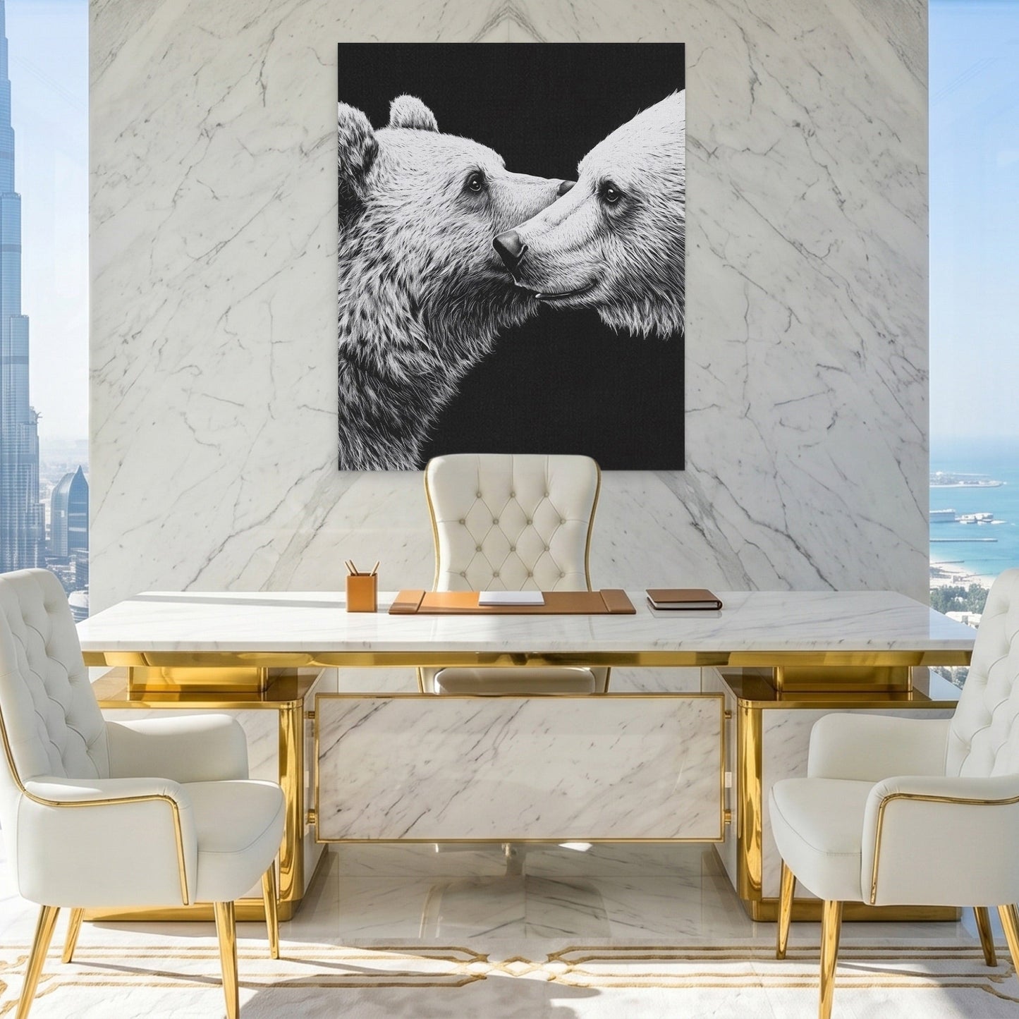 Bears Monochrome Embrace